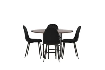 Copenhagen Spisebordssæt 115 cm Rund med 4 Polar Stole - Svart - Møbler - Borde - Spisebordssæt