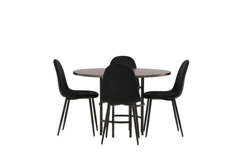 Copenhagen Spisebordssæt 115 cm Rund med 4 Polar Stole - Svart - Møbler - Borde - Spisebordssæt
