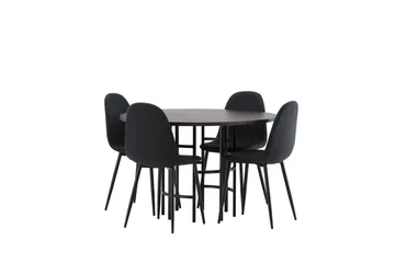 Copenhagen Spisebordssæt 115 cm Rund med 4 Polar Stole - Svart - Møbler - Borde - Spisebordssæt