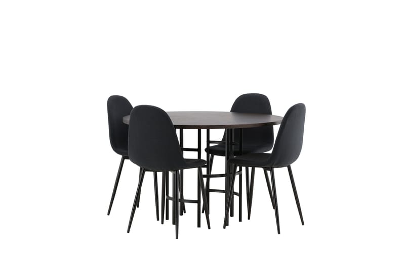Copenhagen Spisebordssæt 115 cm Rund med 4 Polar Stole - Svart - Møbler - Borde - Spisebordssæt