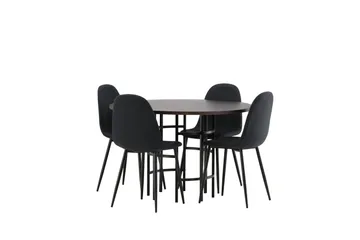 Copenhagen Spisebordssæt 115 cm Rund med 4 Polar Stole - Svart - Møbler - Borde - Spisebordssæt