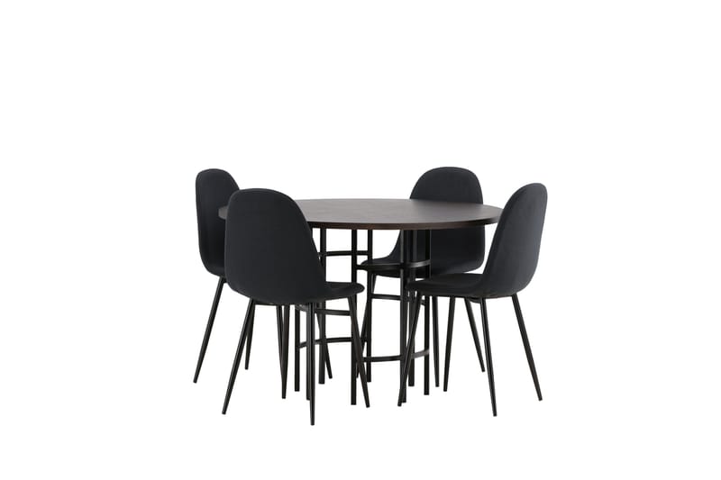 Copenhagen Spisebordssæt 115 cm Rund med 4 Polar Stole - Svart - Møbler - Borde - Spisebordssæt