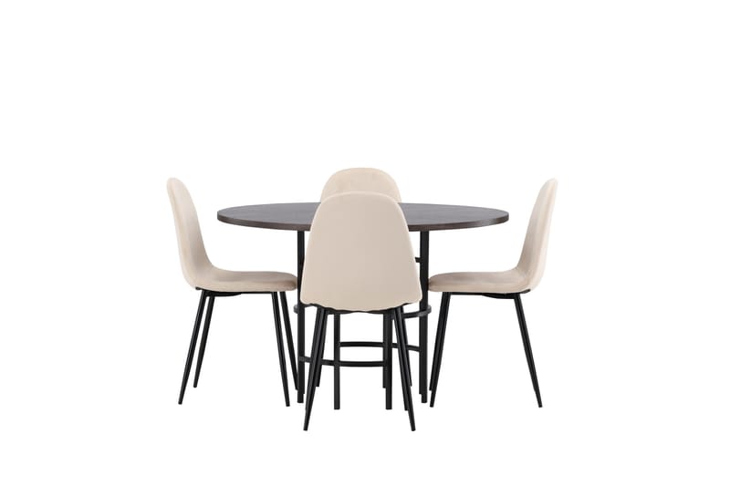 Copenhagen Spisebordssæt 115 cm Rund med 4 Polar Stole - Beige - Møbler - Borde - Spisebordssæt