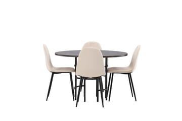 Copenhagen Spisebordssæt 115 cm Rund med 4 Polar Stole - Beige - Møbler - Borde - Spisebordssæt