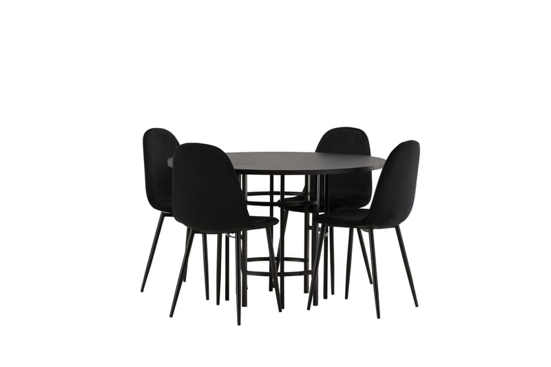 Copenhagen Spisebordssæt 115 cm Rund med 4 Polar Stole - Svart - Møbler - Borde - Spisebordssæt