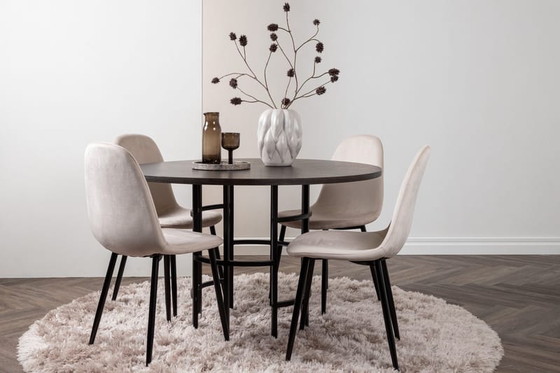 Copenhagen Spisebordssæt 115 cm Rund med 4 Polar Stole - Beige - Møbler - Borde - Spisebordssæt