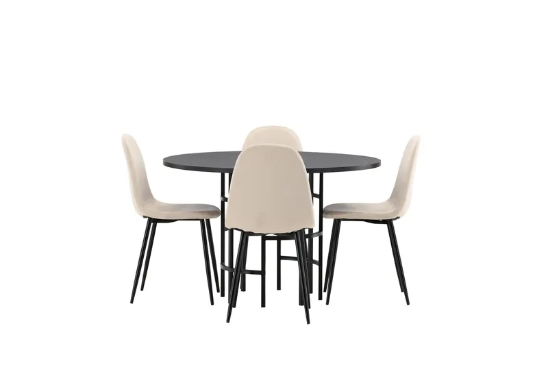 Copenhagen Spisebordssæt 115 cm Rund med 4 Polar Stole, Beige