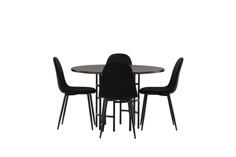 Copenhagen Spisebordssæt 115 cm Rund med 4 Polar Stole - Svart - Møbler - Borde - Spisebordssæt