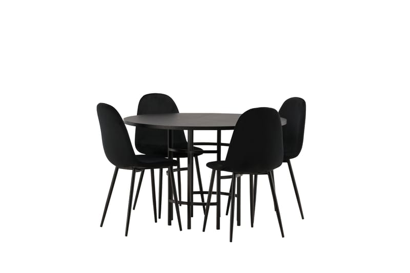 Copenhagen Spisebordssæt 115 cm Rund med 4 Polar Stole - Svart - Møbler - Borde - Spisebordssæt
