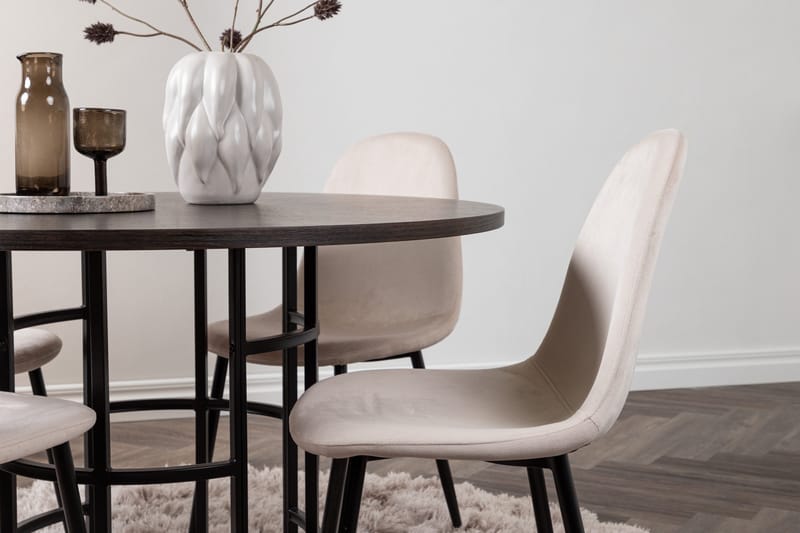 Copenhagen Spisebordssæt 115 cm Rund med 4 Polar Stole - Beige - Møbler - Borde - Spisebordssæt