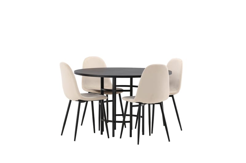 Copenhagen Spisebordssæt 115 cm Rund med 4 Polar Stole - Beige - Møbler - Borde - Spisebordssæt