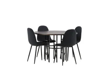 Copenhagen Spisebordssæt 115 cm Rund med 4 Polar Stole - Svart - Møbler - Borde - Spisebordssæt