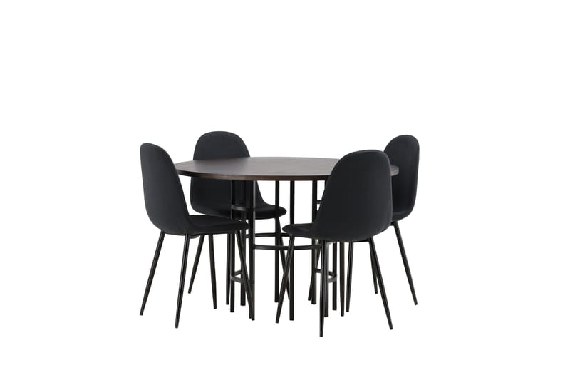 Copenhagen Spisebordssæt 115 cm Rund med 4 Polar Stole - Svart - Møbler - Borde - Spisebordssæt
