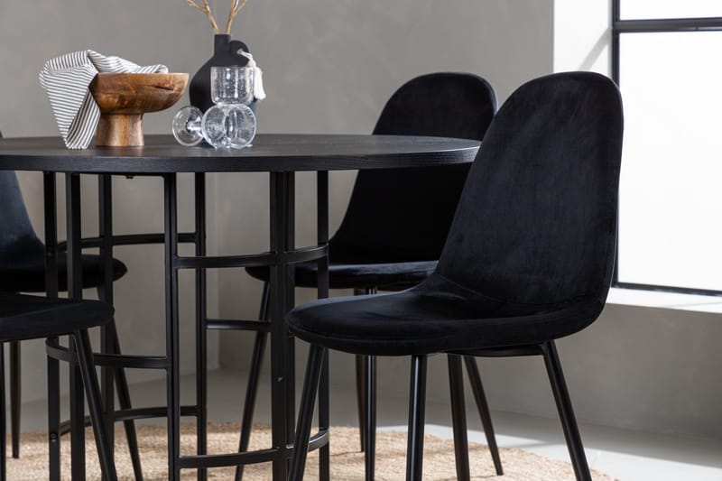 Copenhagen Spisebordss æt 115 cm Rund med 4 Polar Stole - Svart - Møbler - Borde - Spisebordssæt