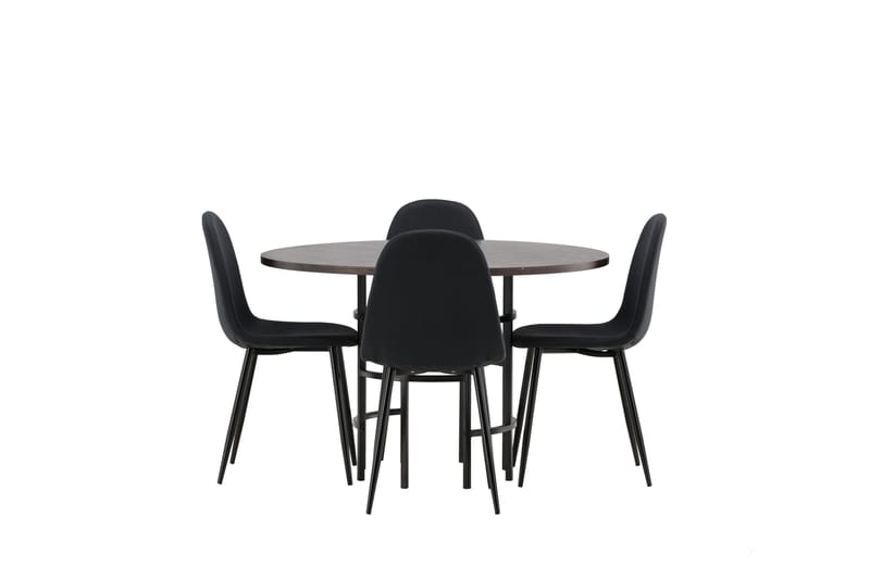 Copenhagen Spisebordssæt 115 cm Rund med 4 Polar Stole - Svart - Møbler - Borde - Spisebordssæt