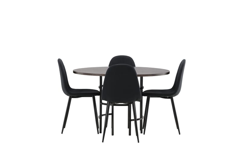 Copenhagen Spisebordssæt 115 cm Rund med 4 Polar Stole - Svart - Møbler - Borde - Spisebordssæt