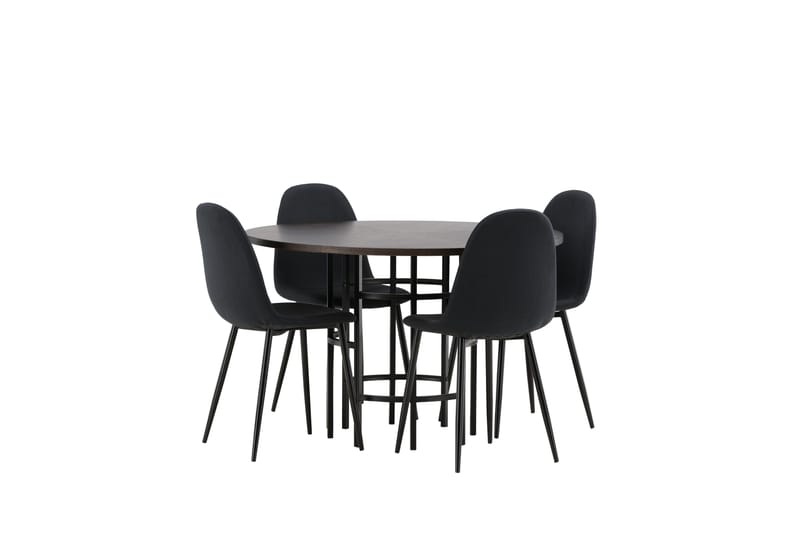 Copenhagen Spisebordssæt 115 cm Rund med 4 Polar Stole - Svart - Møbler - Borde - Spisebordssæt