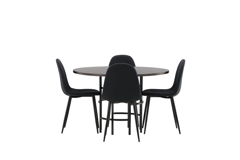 Copenhagen Spisebordssæt 115 cm Rund med 4 Polar Stole - Svart - Møbler - Borde - Spisebordssæt