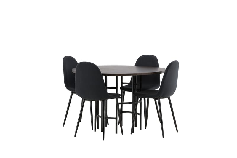 Copenhagen Spisebordssæt 115 cm Rund med 4 Polar Stole - Svart - Møbler - Borde - Spisebordssæt
