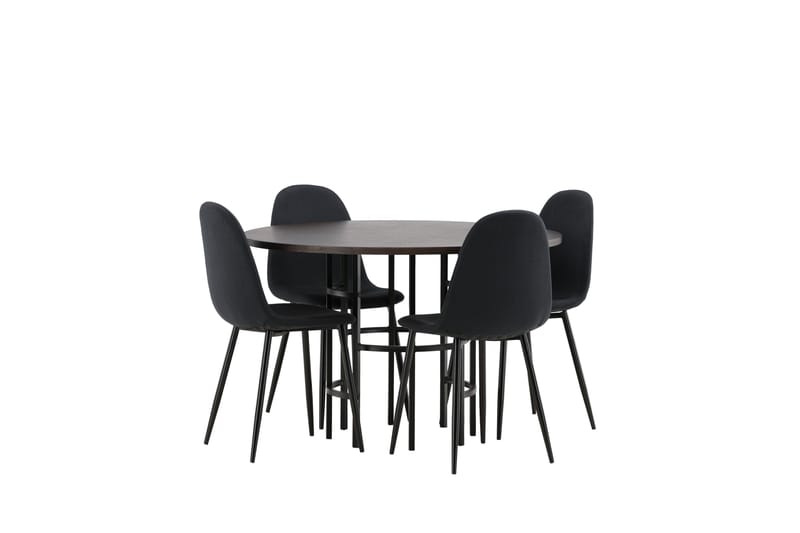 Copenhagen Spisebordssæt 115 cm Rund med 4 Polar Stole - Svart - Møbler - Borde - Spisebordssæt