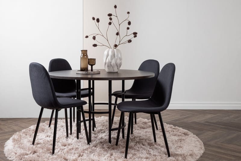 Copenhagen Spisebordssæt 115 cm Rund med 4 Polar Stole - Svart - Møbler - Borde - Spisebordssæt
