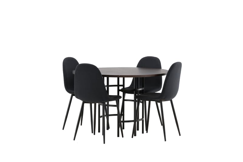 Copenhagen Spisebordssæt 115 cm Rund med 4 Polar Stole - Svart - Møbler - Borde - Spisebordssæt