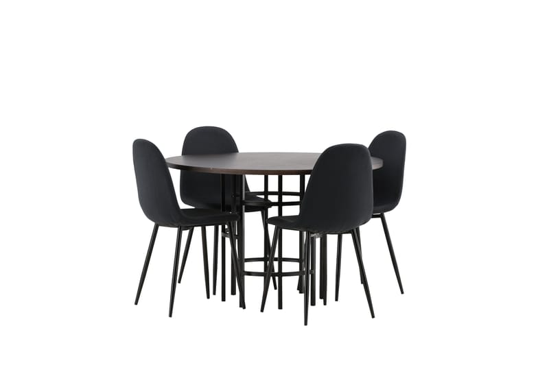Copenhagen Spisebordssæt 115 cm Rund med 4 Polar Stole - Svart - Møbler - Borde - Spisebordssæt