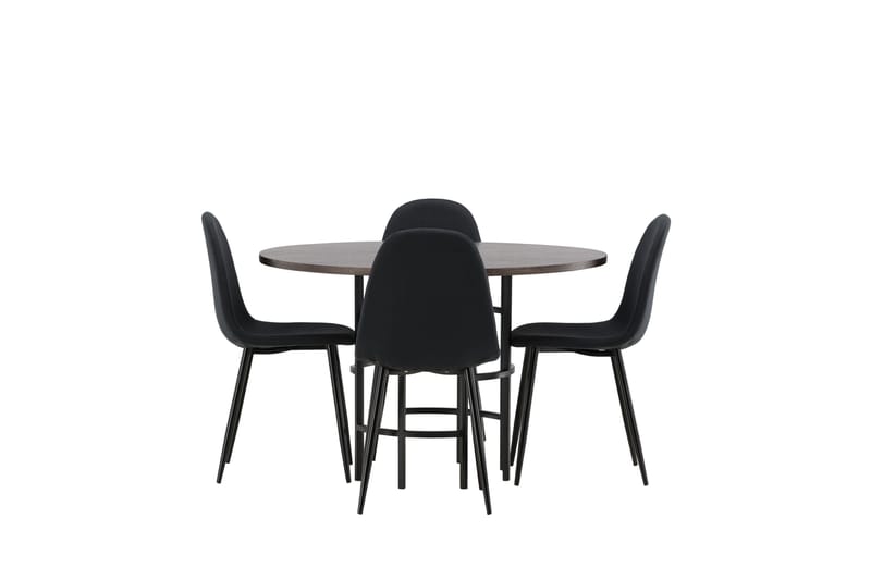Copenhagen Spisebordssæt 115 cm Rund med 4 Polar Stole - Svart - Møbler - Borde - Spisebordssæt
