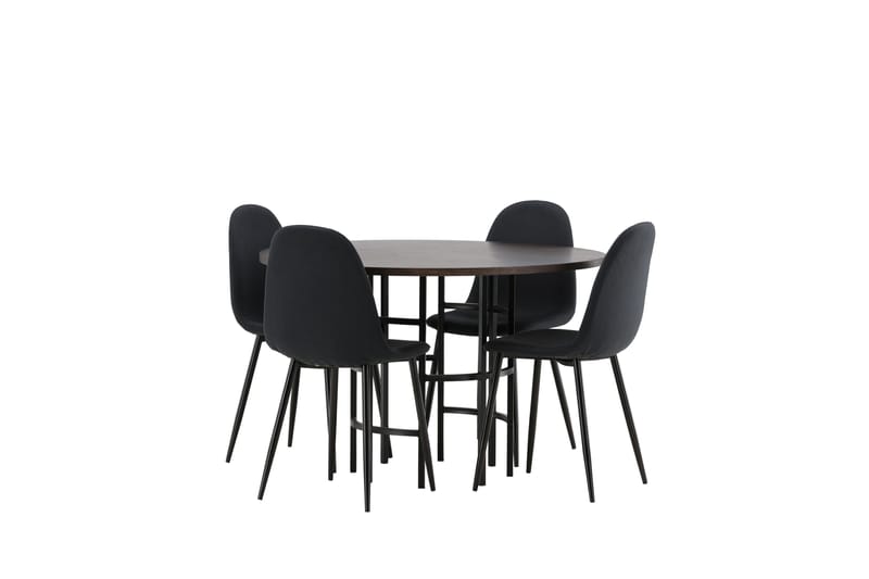Copenhagen Spisebordssæt 115 cm Rund med 4 Polar Stole - Svart - Møbler - Borde - Spisebordssæt
