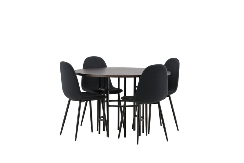 Copenhagen Spisebordssæt 115 cm Rund med 4 Polar Stole - Svart - Møbler - Borde - Spisebordssæt