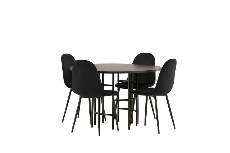 Copenhagen Spisebordssæt 115 cm Rund med 4 Polar Stole - Svart - Møbler - Borde - Spisebordssæt