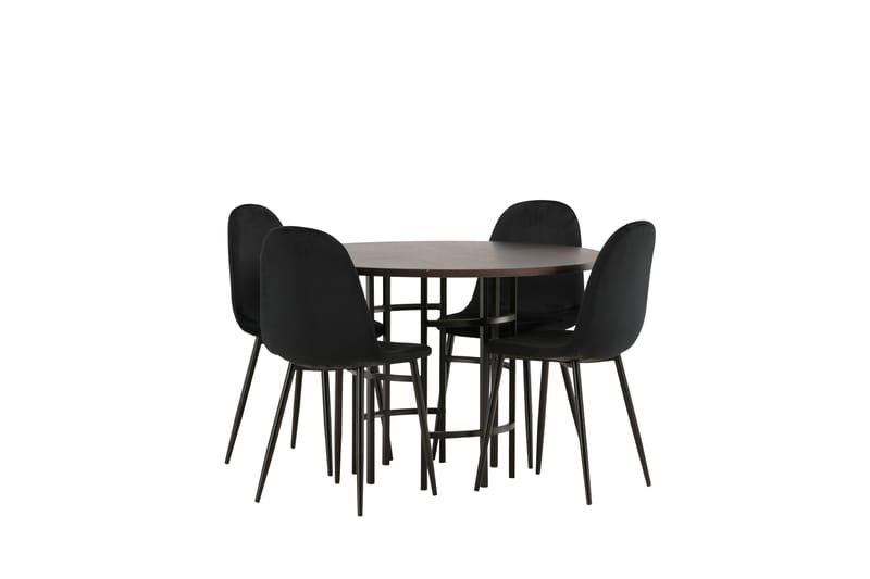 Copenhagen Spisebordssæt 115 cm Rund med 4 Polar Stole - Svart - Møbler - Borde - Spisebordssæt