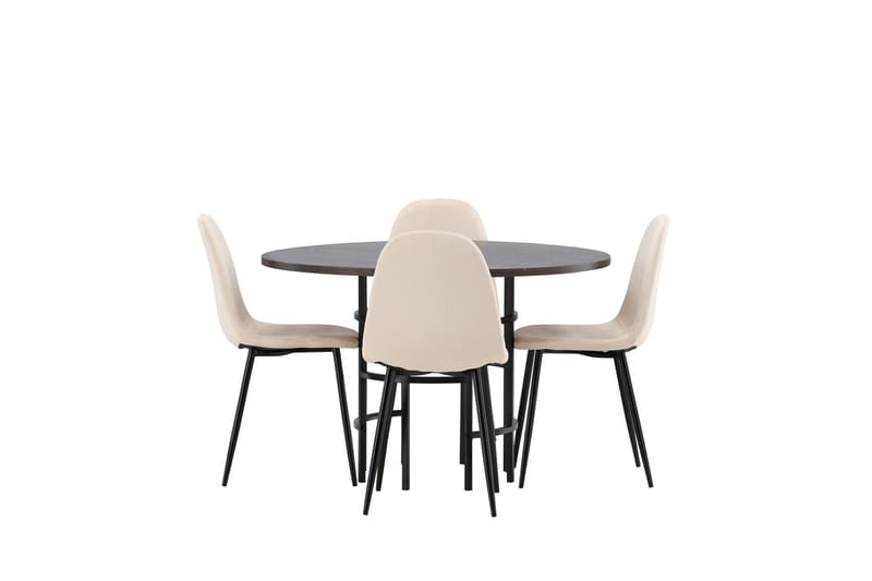 Copenhagen Spisebordssæt 115 cm Rund med 4 Polar Stole - Beige - Møbler - Borde - Spisebordssæt
