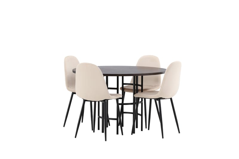 Copenhagen Spisebordssæt 115 cm Rund med 4 Polar Stole - Beige - Møbler - Borde - Spisebordssæt