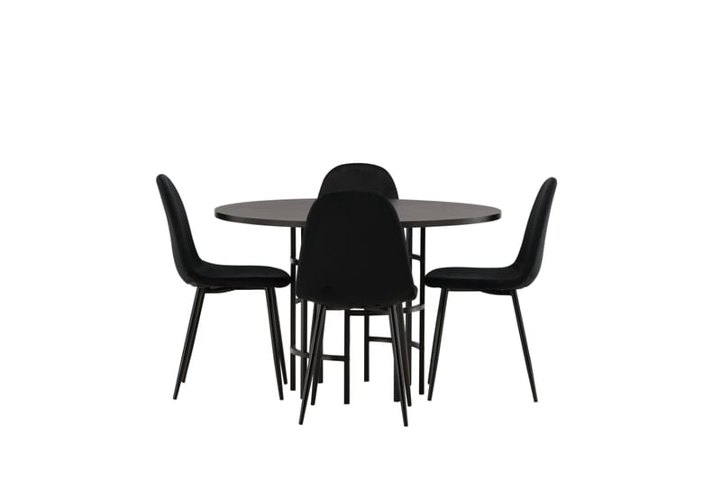Copenhagen Spisebordssæt 115 cm Rund med 4 Polar Stole - Svart - Møbler - Borde - Spisebordssæt