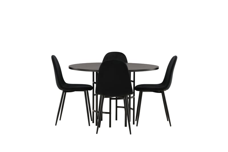 Copenhagen Spisebordssæt 115 cm Rund med 4 Polar Stole - Svart - Møbler - Borde - Spisebordssæt