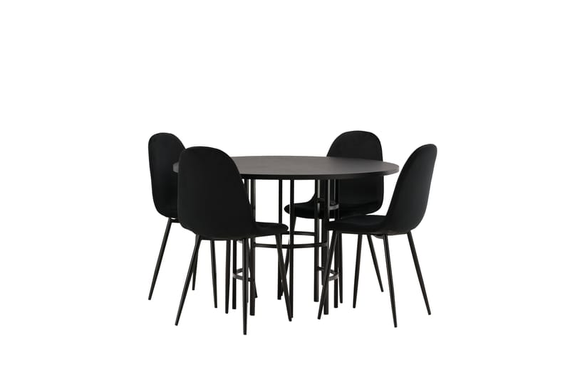 Copenhagen Spisebordssæt 115 cm Rund med 4 Polar Stole - Svart - Møbler - Borde - Spisebordssæt