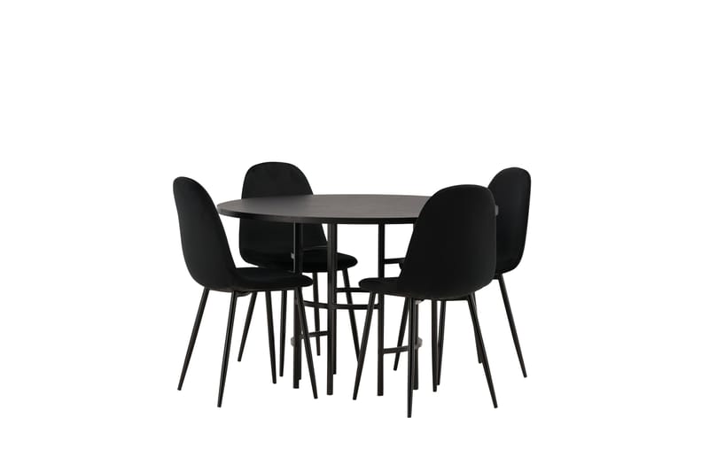 Copenhagen Spisebordssæt 115 cm Rund med 4 Polar Stole - Svart - Møbler - Borde - Spisebordssæt