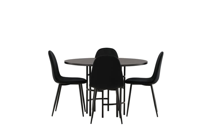Copenhagen Spisebordssæt 115 cm Rund med 4 Polar Stole - Svart - Møbler - Borde - Spisebordssæt