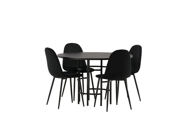 Copenhagen Spisebordssæt 115 cm Rund med 4 Polar Stole - Svart - Møbler - Borde - Spisebordssæt