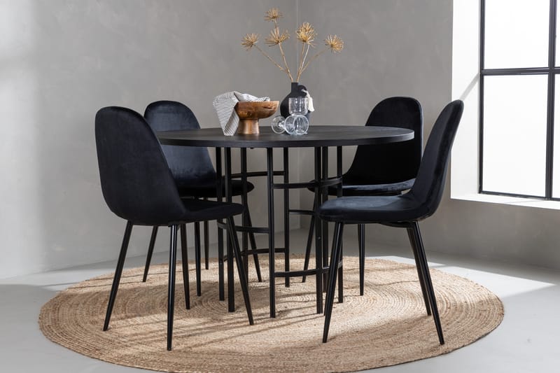 Copenhagen Spisebordssæt 115 cm Rund med 4 Polar Stole - Svart - Møbler - Borde - Spisebordssæt