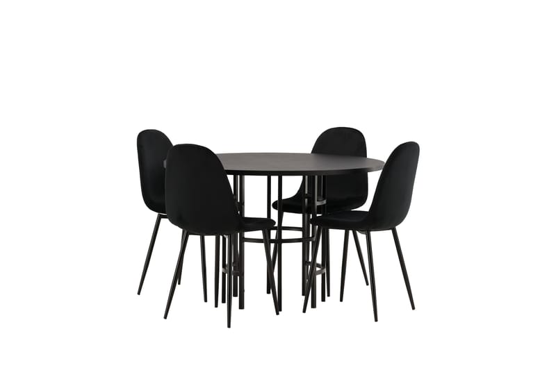 Copenhagen Spisebordssæt 115 cm Rund med 4 Polar Stole - Svart - Møbler - Borde - Spisebordssæt