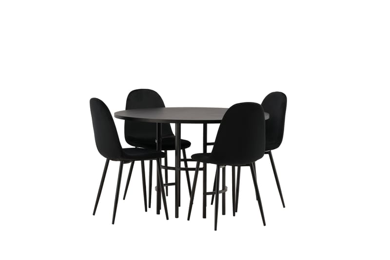 Copenhagen Spisebordssæt 115 cm Rund med 4 Polar Stole - Svart - Møbler - Borde - Spisebordssæt