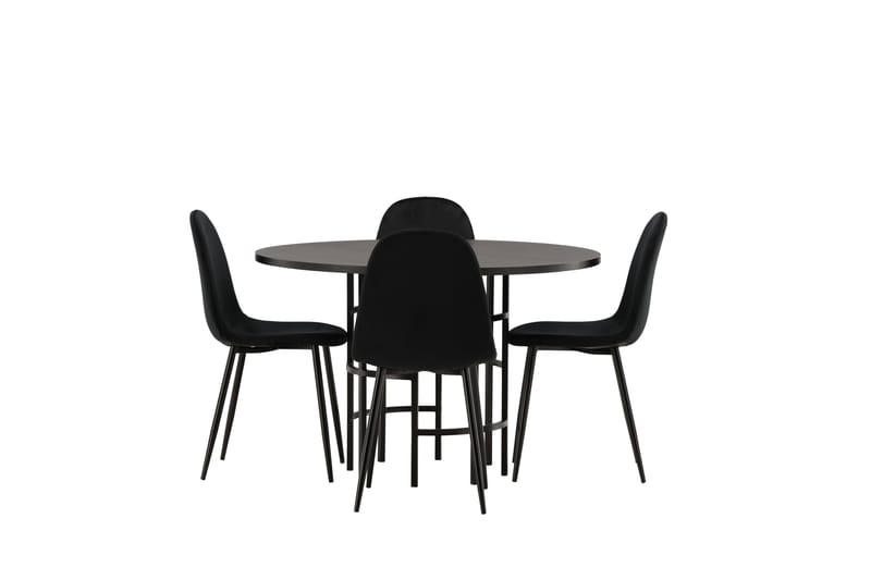 Copenhagen Spisebordssæt 115 cm Rund med 4 Polar Stole - Svart - Møbler - Borde - Spisebordssæt