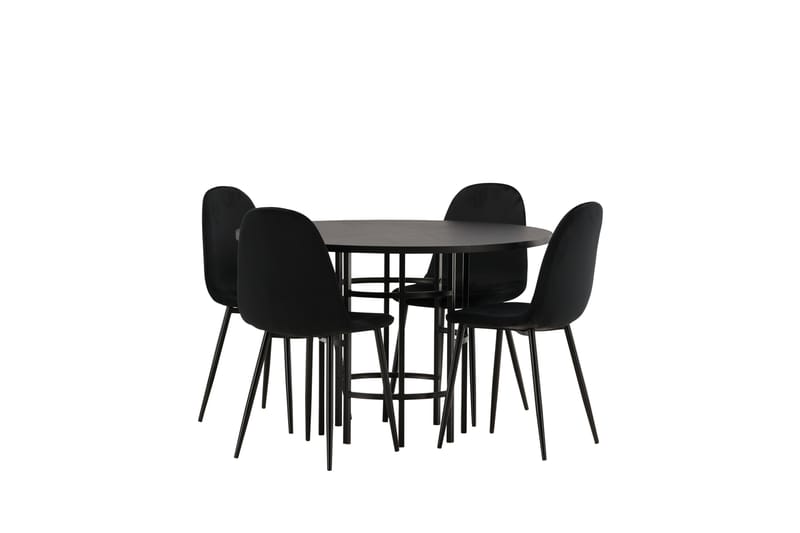 Copenhagen Spisebordssæt 115 cm Rund med 4 Polar Stole - Svart - Møbler - Borde - Spisebordssæt