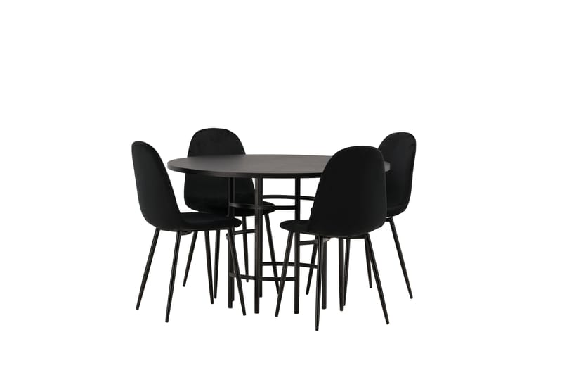 Copenhagen Spisebordssæt 115 cm Rund med 4 Polar Stole - Svart - Møbler - Borde - Spisebordssæt