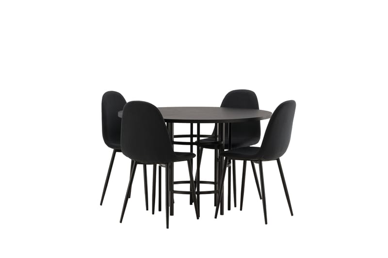 Copenhagen Spisebordssæt 115 cm Rund med 4 Polar Stole - Svart - Møbler - Borde - Spisebordssæt