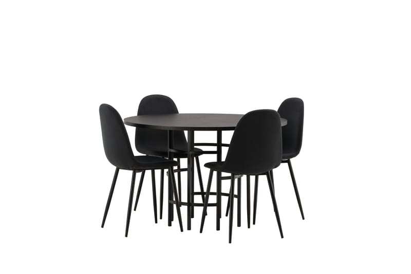 Copenhagen Spisebordssæt 115 cm Rund med 4 Polar Stole - Svart - Møbler - Borde - Spisebordssæt