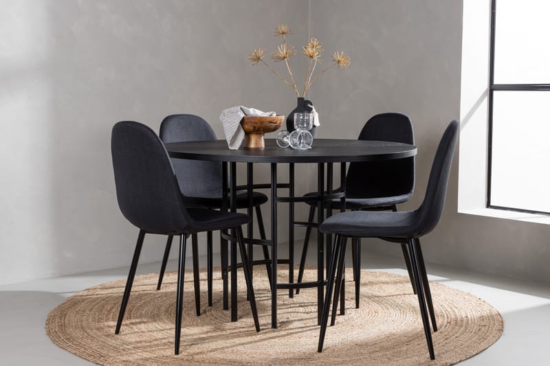 Copenhagen Spisebordssæt 115 cm Rund med 4 Polar Stole - Svart - Møbler - Borde - Spisebordssæt