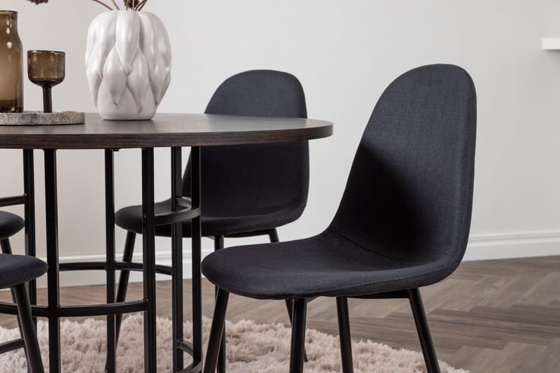 Copenhagen Spisebordssæt 115 cm Rund med 4 Polar Stole - Svart - Møbler - Borde - Spisebordssæt